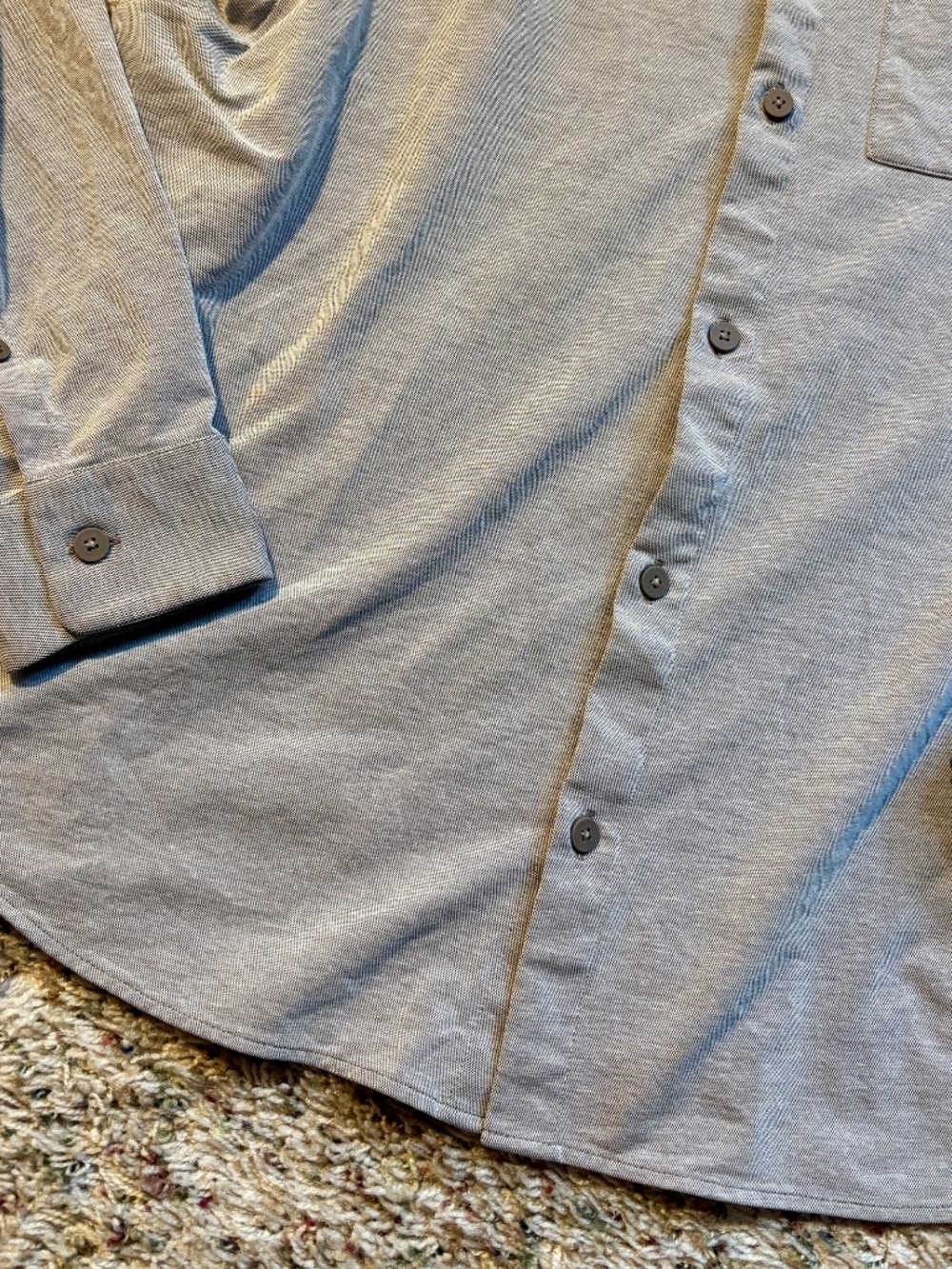 Men's lululemon athletica Light Gray Long Sleeve Casual Button-Down Shirt, L - Picture 2 of 6